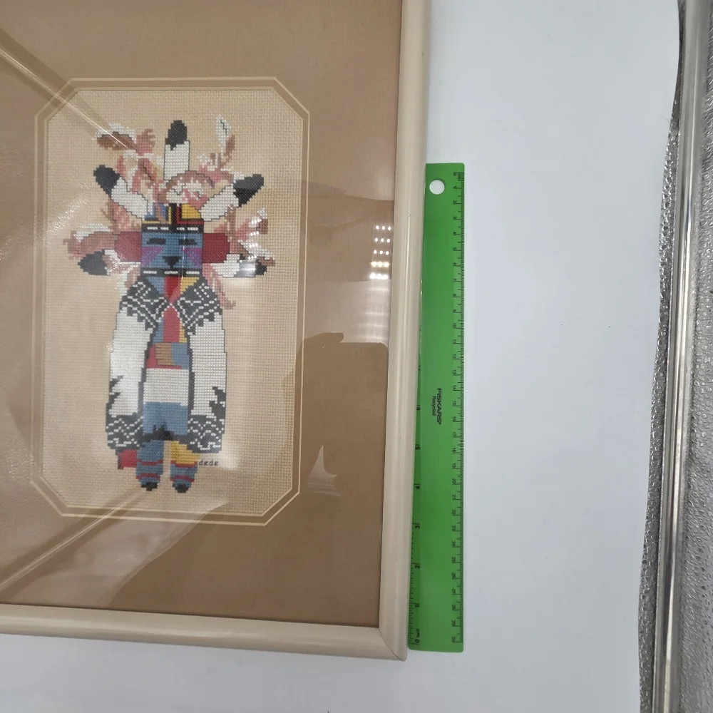 Framed Needlepoint Akush Shalako Warrior Kachina Doll - Picture 9 of 9